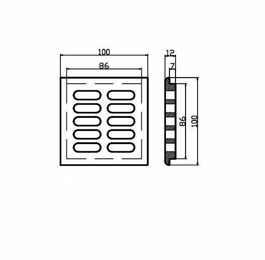 dessin - grille de ventilation en bois 100*100 mm